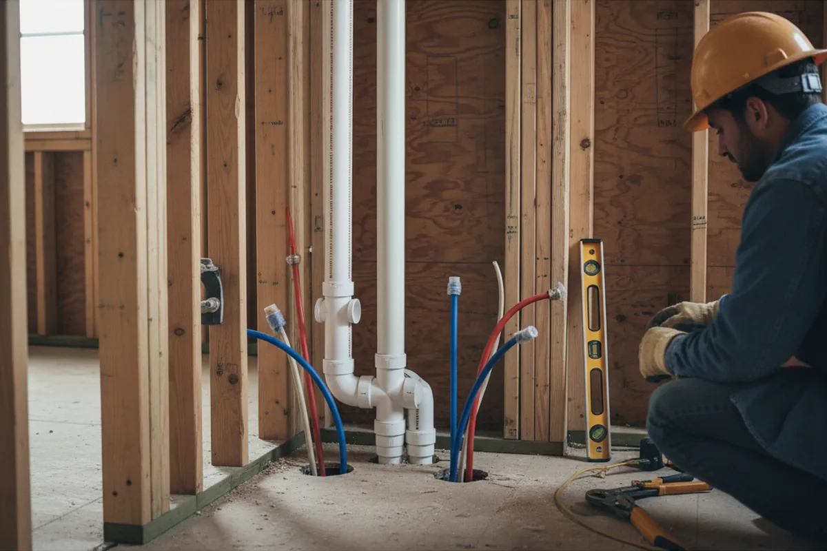 Drain and supply rough-in during Toilet Repair and Installation in Mounds